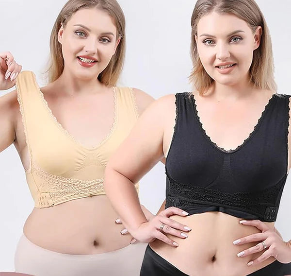 Front Cross Side Buckle Lace Bra