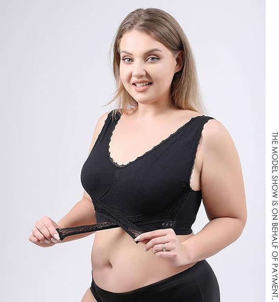 Front Cross Side Buckle Lace Bra