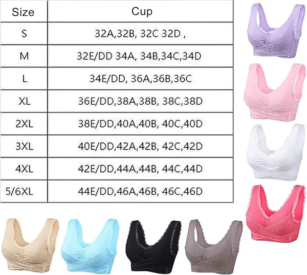 Front Cross Side Buckle Lace Bra